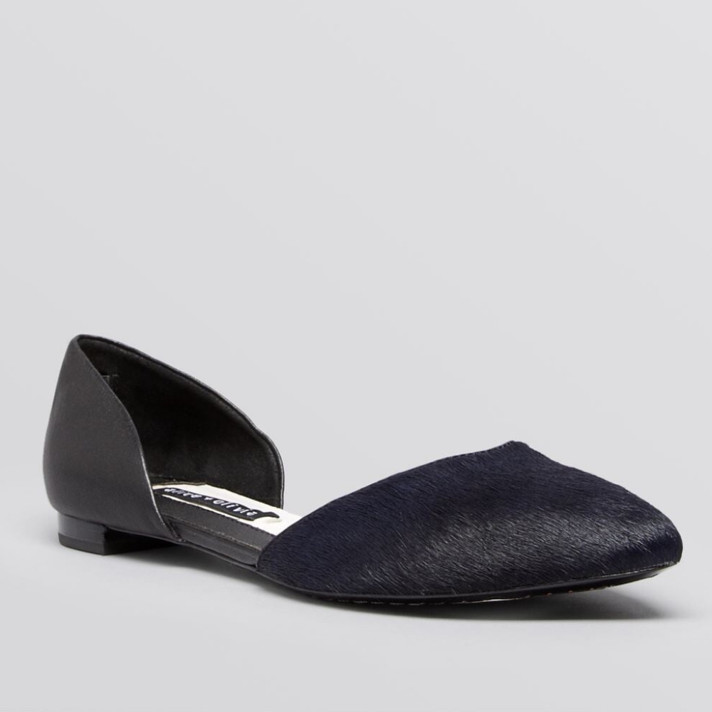 ALICE+OLIVIA Womens Navy/Black D Orsay Hilary Toe Slip On Leather Flats 39/9